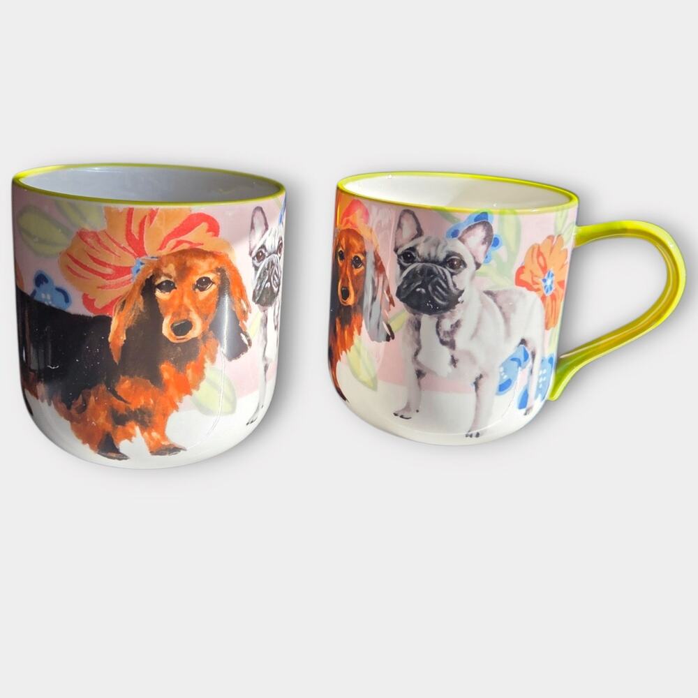 Anthropologie x JayMcClellan Studio Dachshund French Bulldog Coffee Mug Set Pets